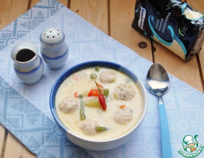 Рецепт: Сырный суп с овощами и фрикадельками