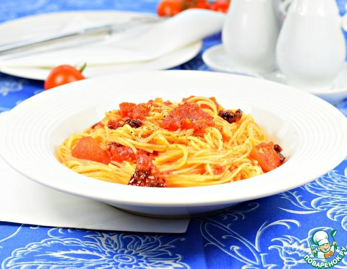 Рецепт: Спагетти с томатами за десять минут