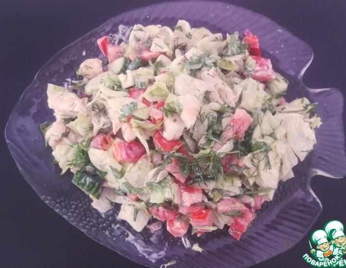 Рецепт: Салат из свежих овощей с креветками