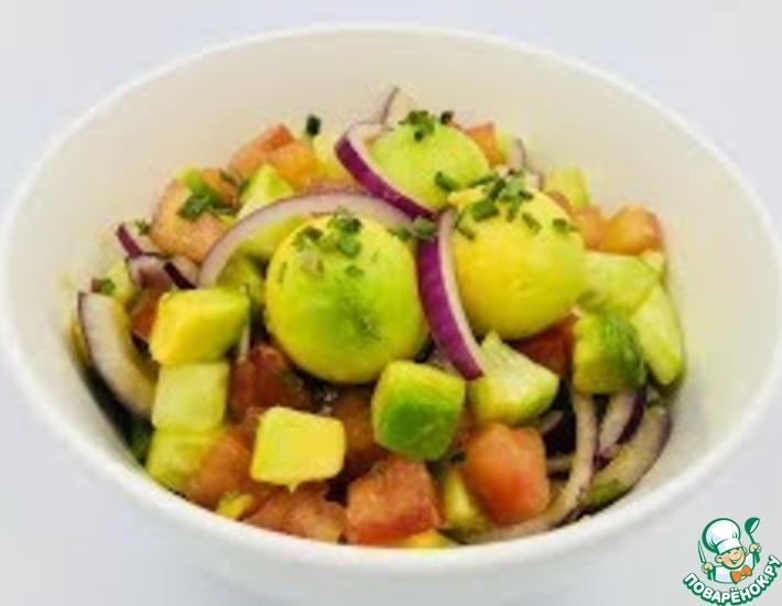 Рецепт: Салат из помидоров, огурцов и авокадо