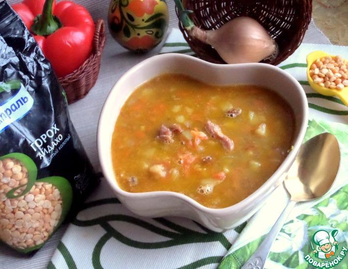 Рецепт: Гороховый суп с жареным картофелем