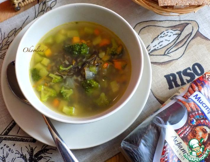 Рецепт: Суп с чёрным рисом и брокколи