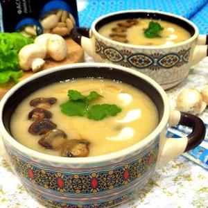 Суп-пюре фасолевый с грибами