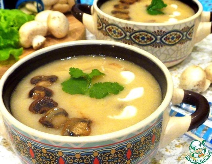 Рецепт: Суп-пюре фасолевый с грибами