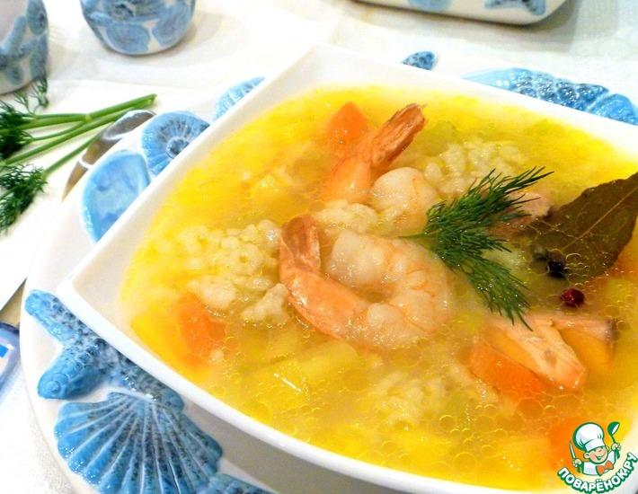 Рецепт: Рыбный суп с рисом и креветками