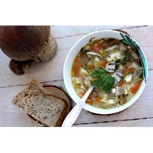 Суп с солёными грибами и кускусом