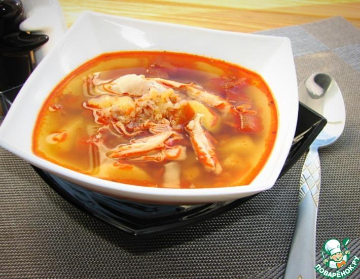 Рецепт: Куриный суп с гречкой и баклажаном