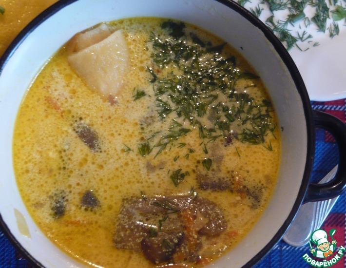 Рецепт: Куриный суп с сырными колбасками