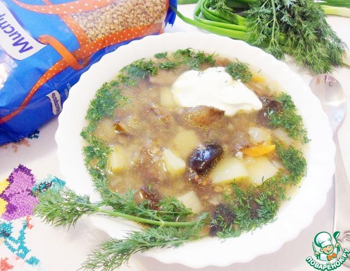 Рецепт: Томленый суп с гречкой и грибами
