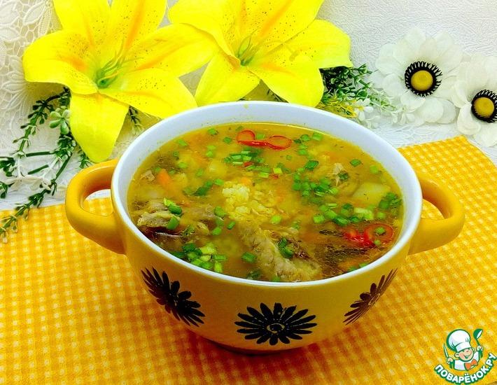 Рецепт: Суп с пшеном и маринованными огурцами