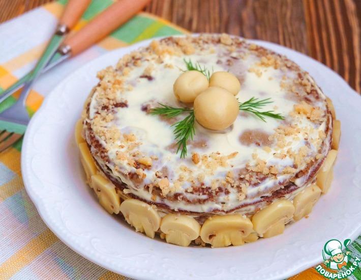 Рецепт: Торт-салат Печеночно-ореховый