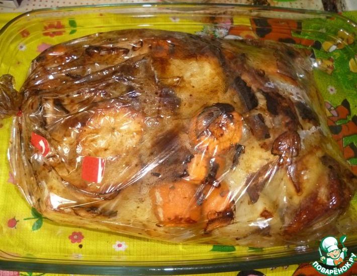 Рецепт: Курица с овощами в рукаве