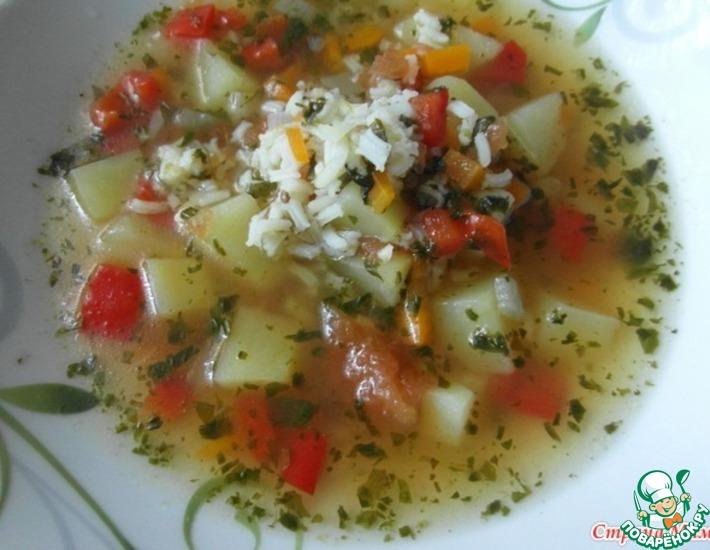 Рецепт: Рисовый суп с зимними помидорами