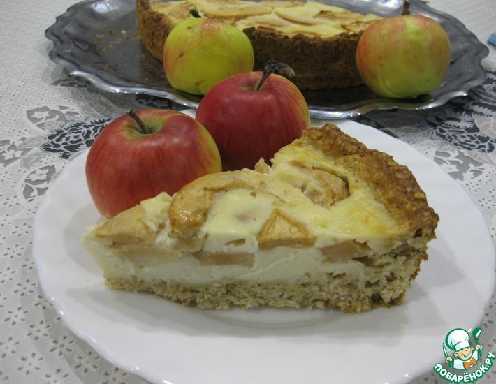Рецепт: Овсяный пирог с яблоками в заливке