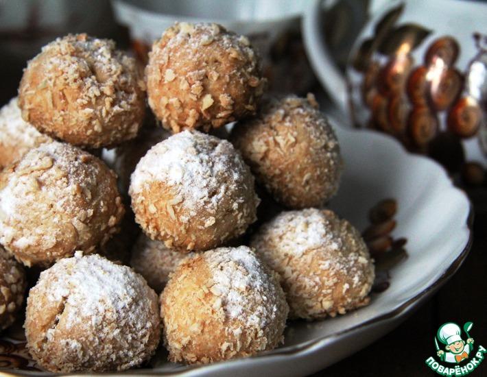 Рецепт: Печенье Кокосовые шарики с начинкой