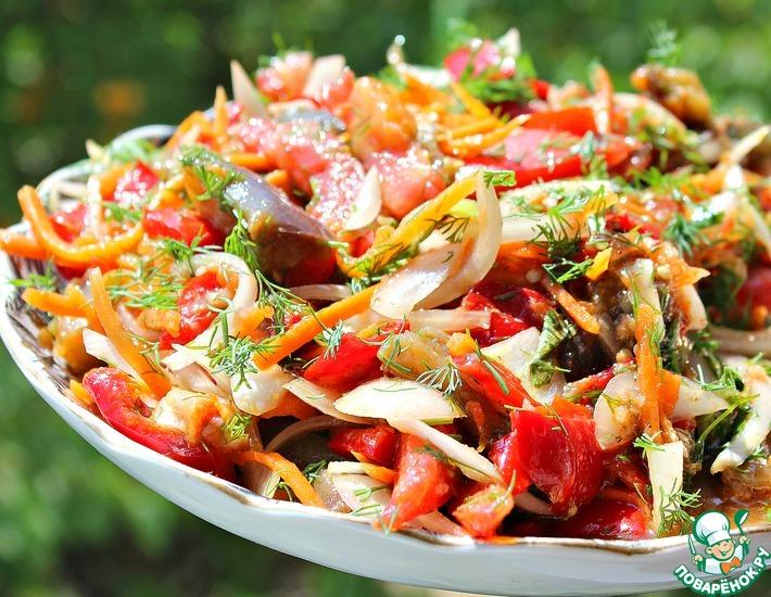 Рецепт: Салат с баклажанами и морковью по-корейски