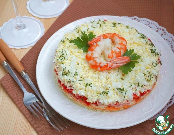 Рецепт: Салат с креветками Золотое море