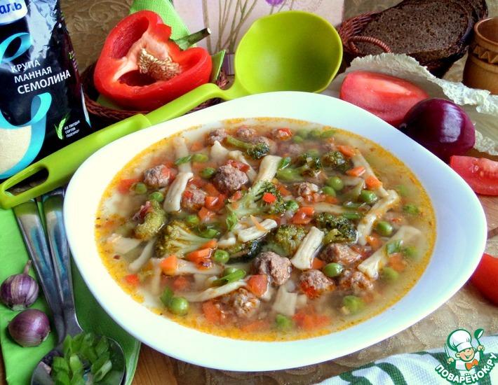 Рецепт: Суп с лапшой и фрикадельками
