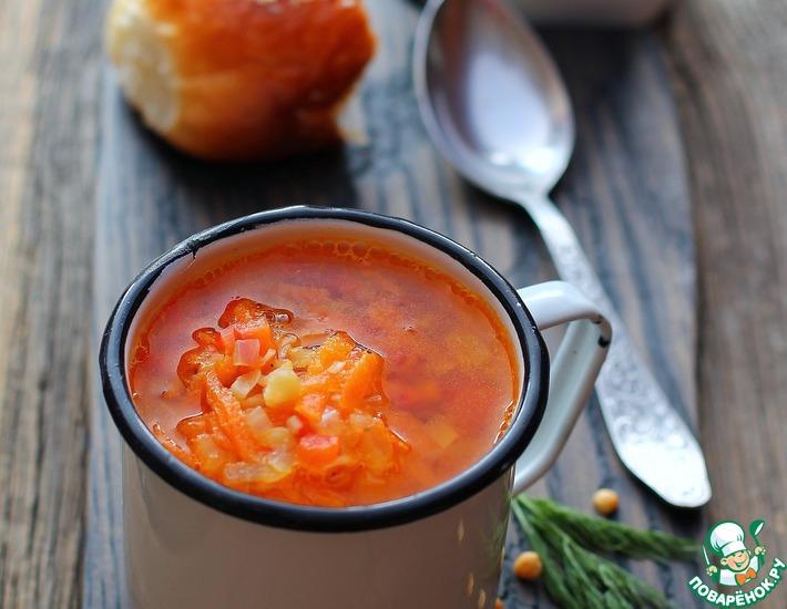 Рецепт: Гороховый суп с запечёнными овощами