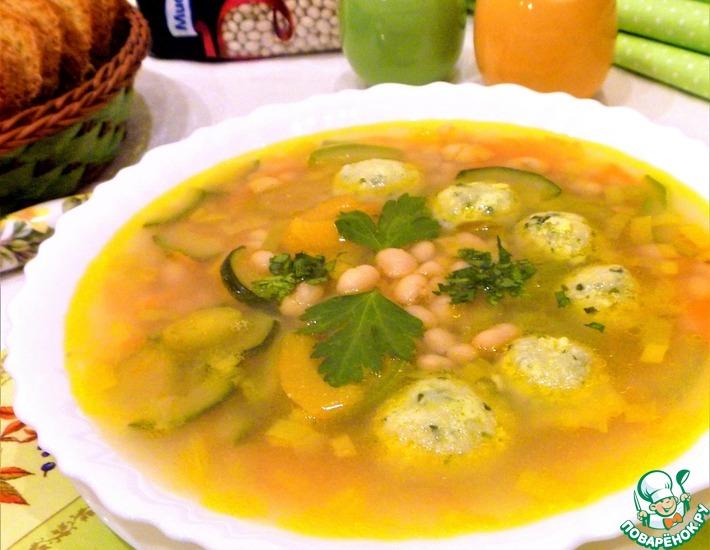Рецепт: Рыбный суп с фрикадельками и фасолью