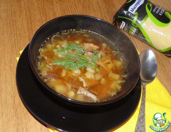 Рецепт: Грибной суп с пореем и кус-кусом