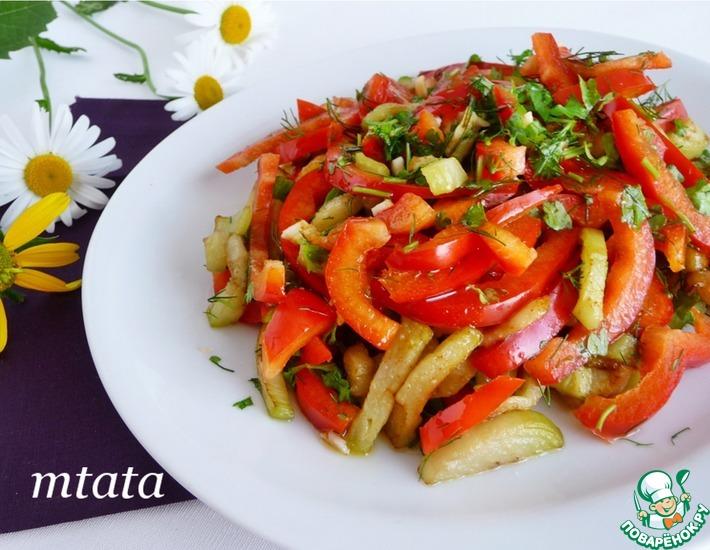 Рецепт: Салат из баклажанов с перцем и чесноком