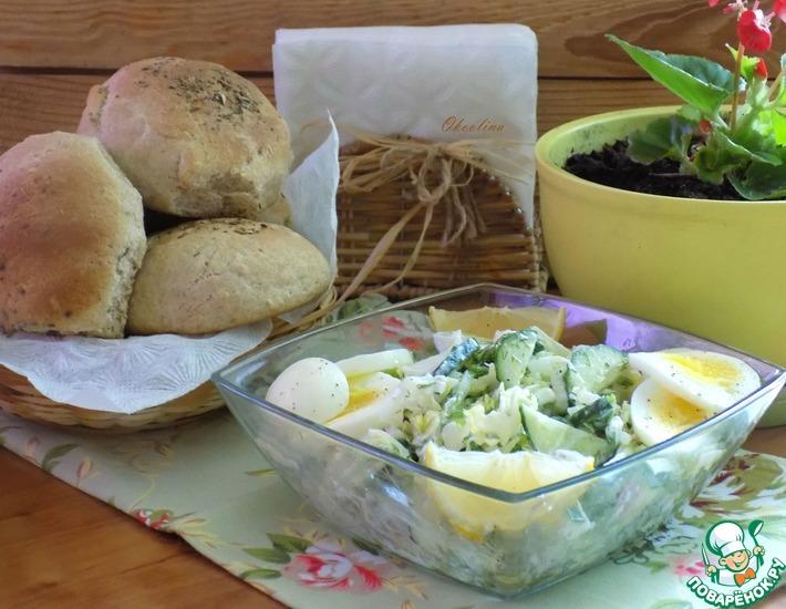 Рецепт: Салат с капустой и зернистым творогом