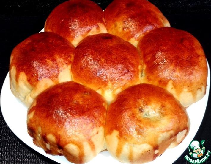 Рецепт: Семейный пирог-булочки с черемшой