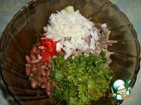Салат с куриными желудочками и фасолью ингредиенты