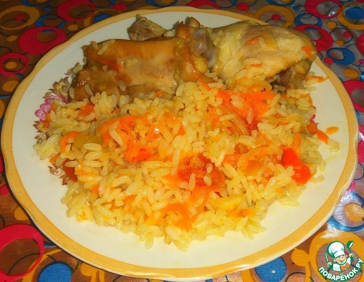Рецепт: Запеченная курица с рисом и овощами