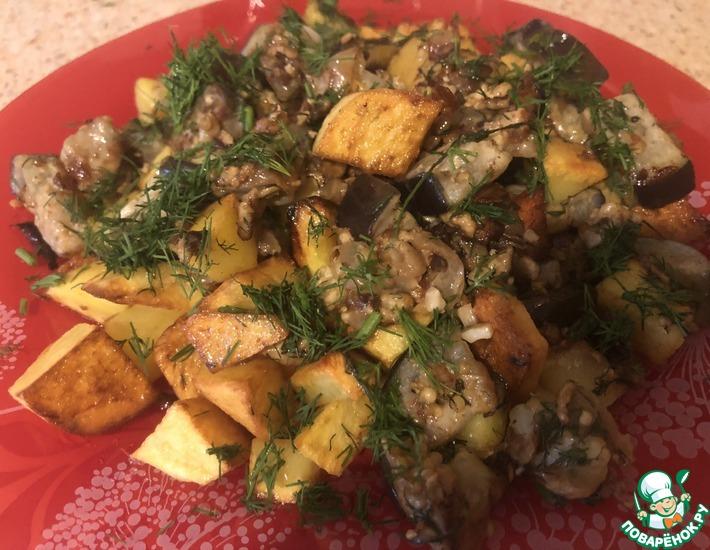 Рецепт: Баклажаны «Грибочки» с картофелем