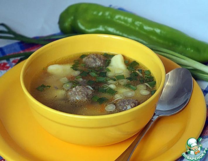 Рецепт: Суп с фрикадельками и галушками