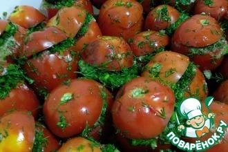 Рецепт: Соленые помидоры с чесноком и укропом