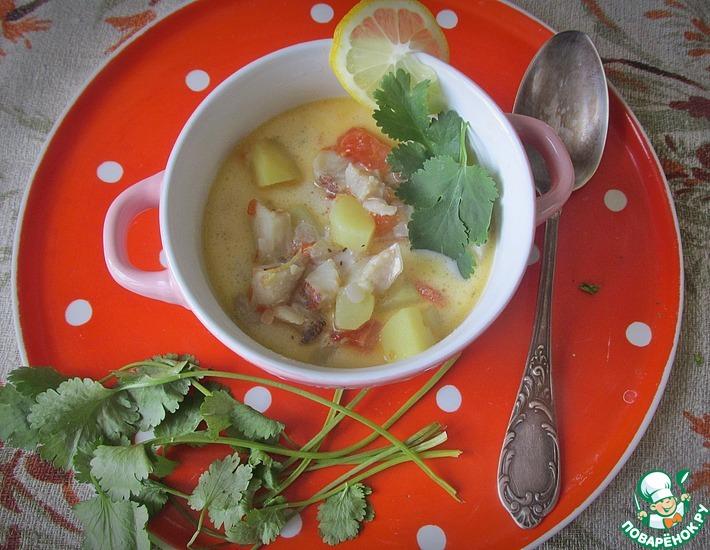Рецепт: Рыбный суп с помидорами и сметаной