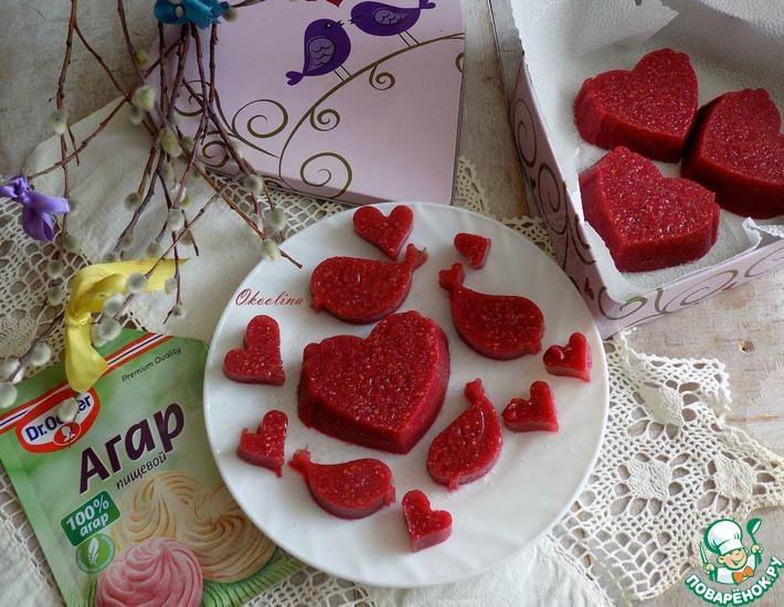 Рецепт: Малиновые желейные конфеты на агар-агаре