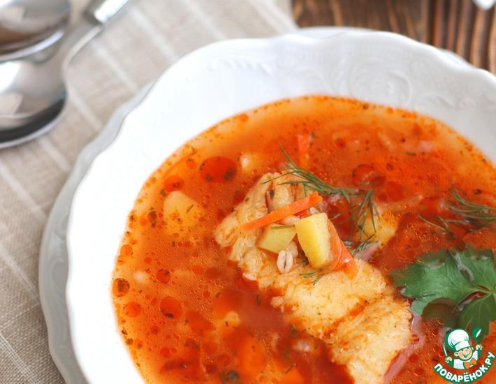 Рецепт: Томатный суп с треской и перловкой
