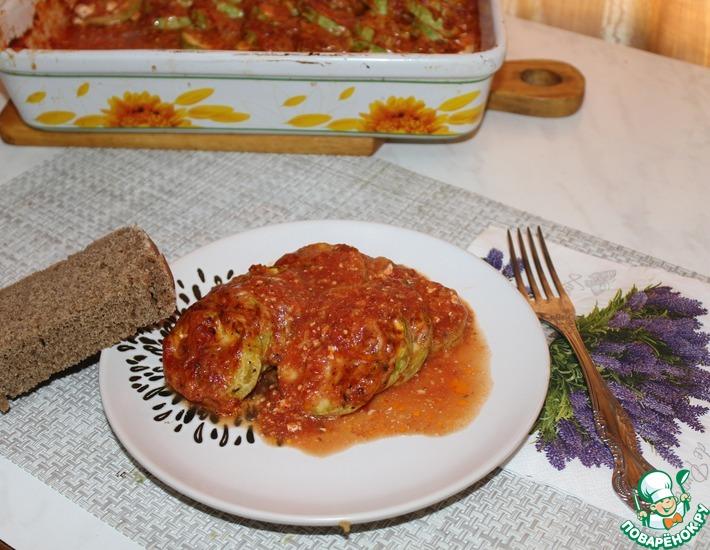 Рецепт: Запеченные кабачки с томатно-сырным соусом
