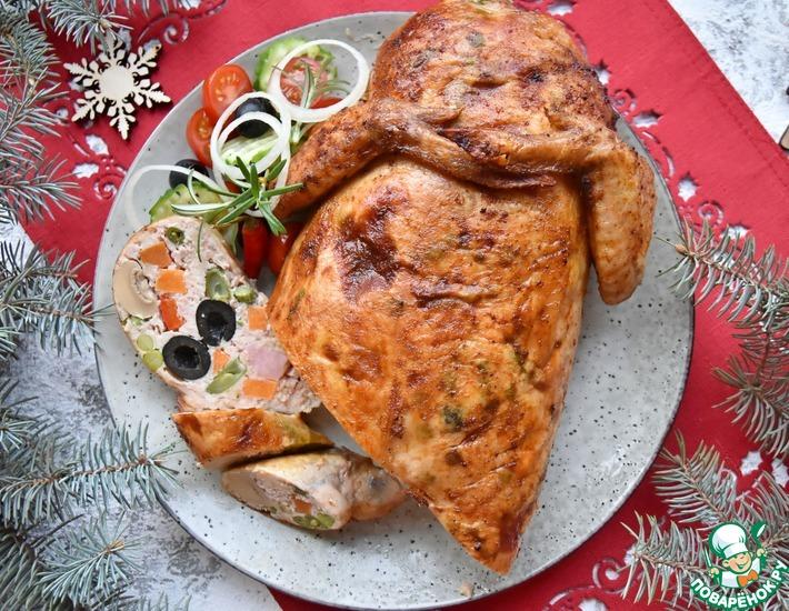 Рецепт: Курица, фаршированная ветчиной и овощами