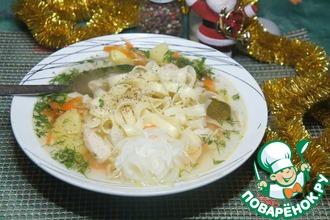 Рецепт: Суп-лапша с маринованным луком
