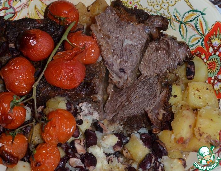 Рецепт: Мясо с фасолью и картофелем Праздник
