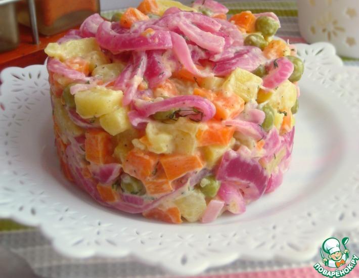 Рецепт: Овощной салат с красным луком