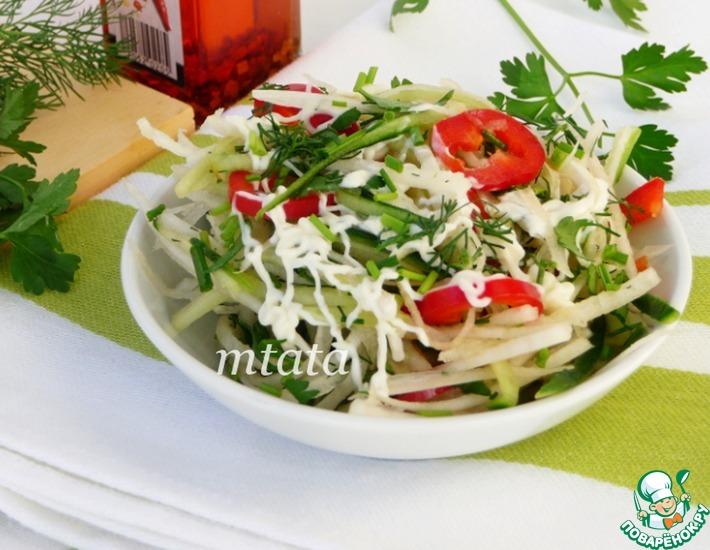 Рецепт: Салат из дайкона и огурца