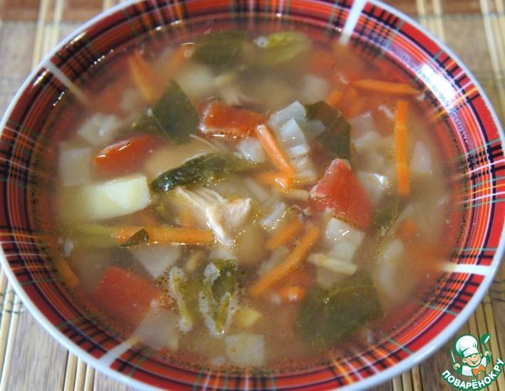 Рецепт: Простой овощной суп со шпинатом