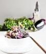 Салат из баклажанов, фасоли и маринованного лука