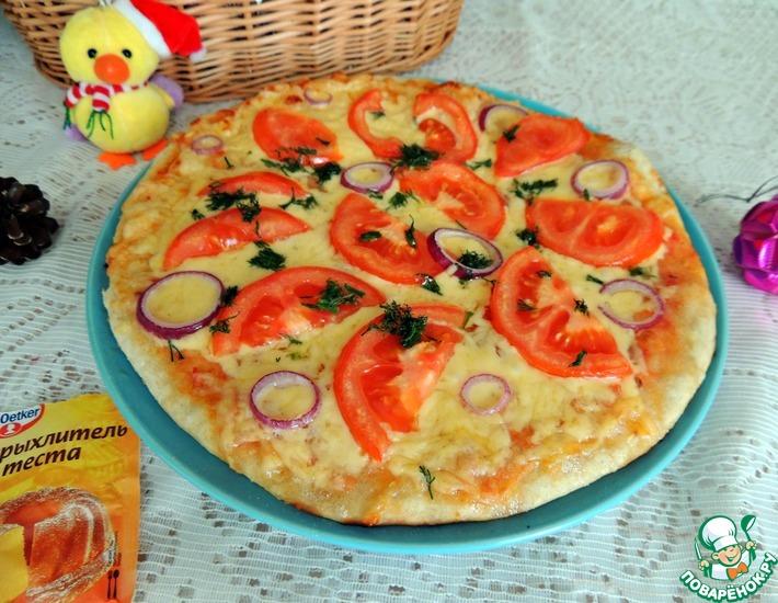 Рецепт: Пицца на бездрожжевом тесте Новогодняя