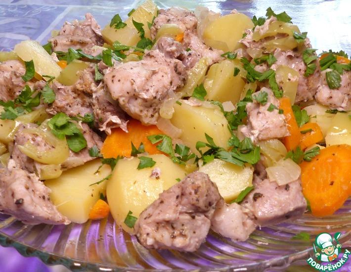 Рецепт: Свинина с овощами на пару