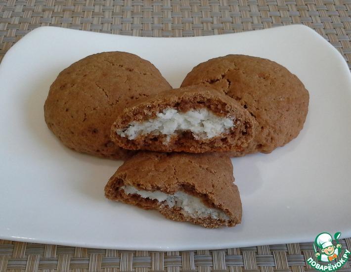Рецепт: Шоколадное печенье с кокосовой начинкой