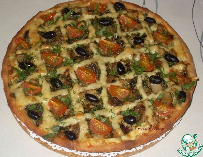 Рецепт: Пицца с грибами и помидорами черри