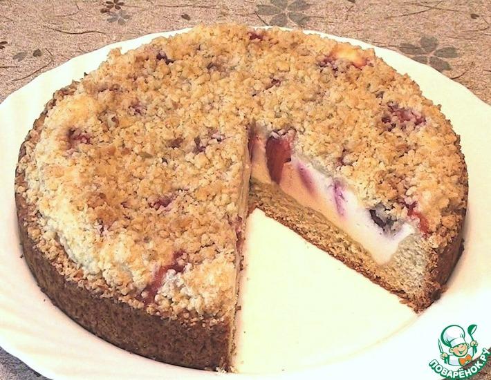 Рецепт: Творожно-ягодный пирог с сахарно-кокосовой корочкой