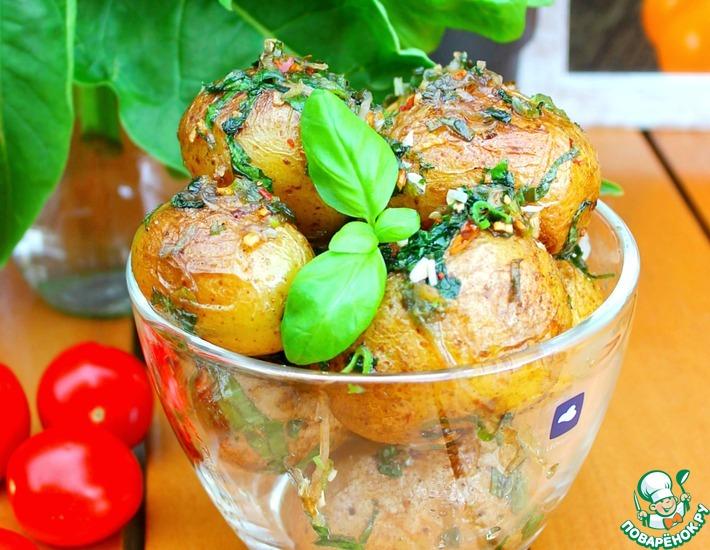 Рецепт: Ароматный картофель с базиликом